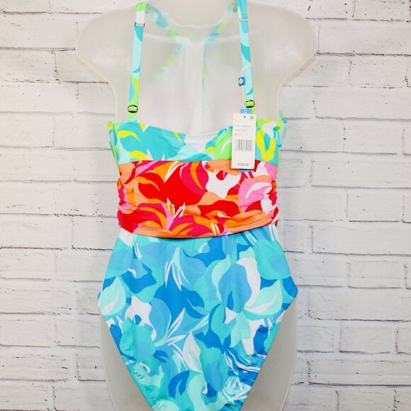 Bleu Rod Beattie Keyhole Tropical Colorful One Piece Swimsuit Size 12 NWT $125 - Picture 9 of 9